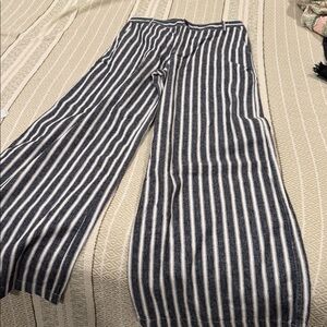 Madewell Navy and White Striped Trousers